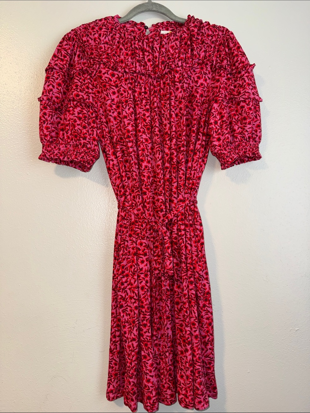 Boden Pink and Red Floral Midi Dress